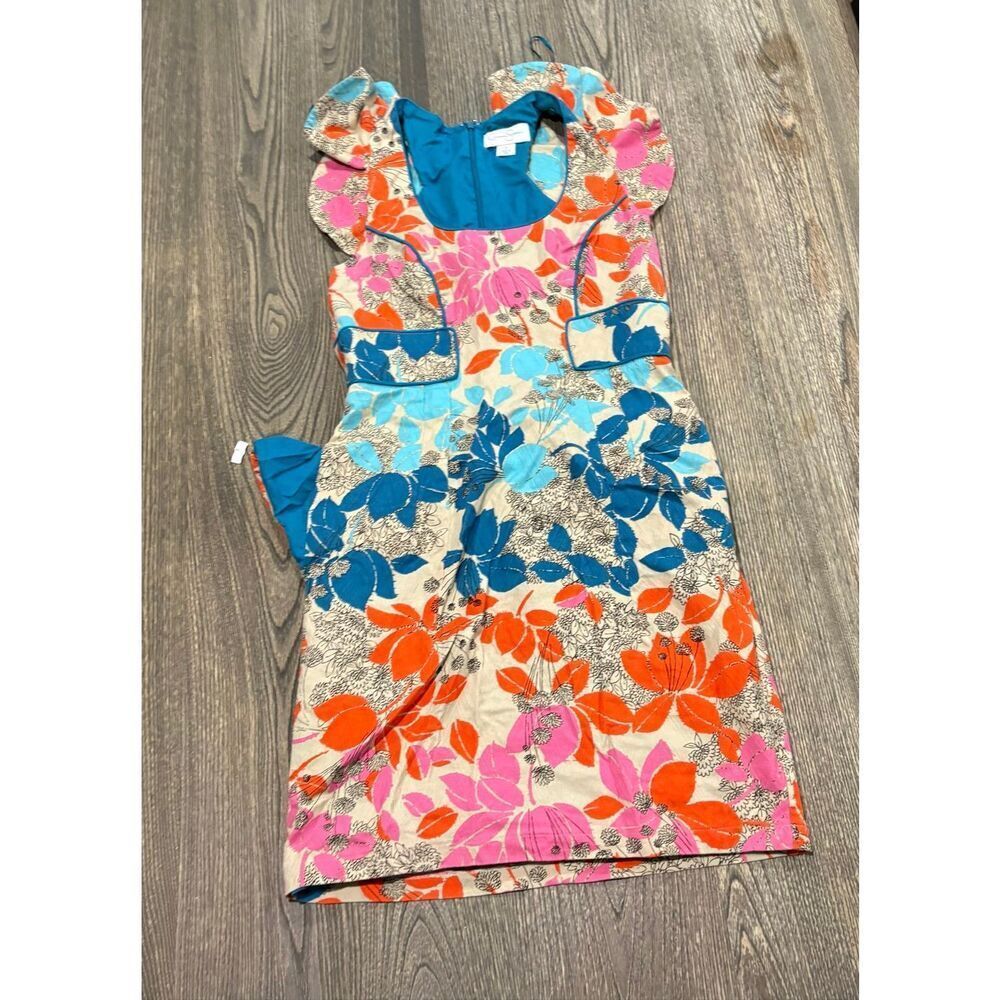 Jessica Simpson Sheath Dress Mini Square Neck Floral Print Multicolor Size 6